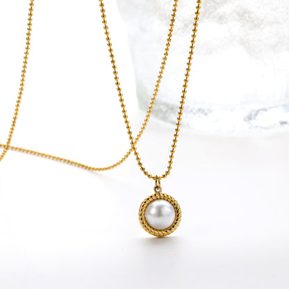 Wholesale Gold Tone Pearl Gem Pendant Necklace Elegant Simplicity