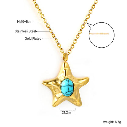 Wholesale Gold Turquoise Star Necklace Mysterious Scent