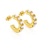 Wholesale Stainless Steel C-shaped Earrings with 5 White Pearls