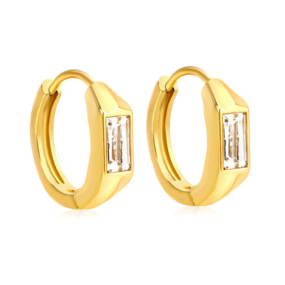 Wholesale Stainless Steel Modern Square Czech Crystal Hoop Earrings