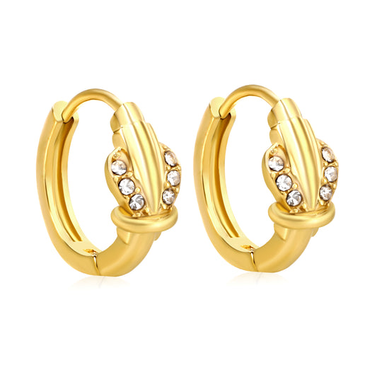 Bulk 18K Gold Plated Desert Cactus Crystal Hoop Earrings