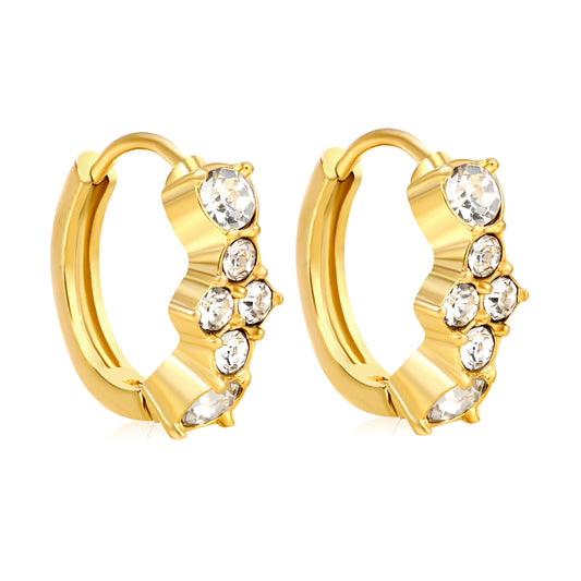 Wholesale Stainless Steel Geometric Six-Piece Round Zircon Hoop Earrings