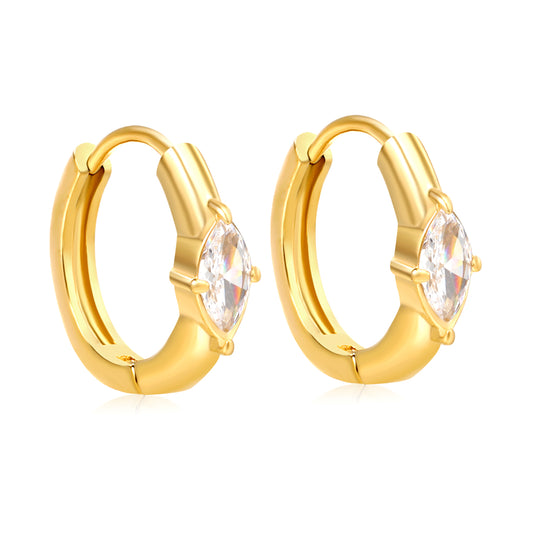 Bulk 18K Gold Plated Luxe Diamond Zircon Hoop Earrings