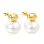 Wholesale Stainless Steel Hollow Cylinder with Flat Round White Pearl Earrings Pure Beauty