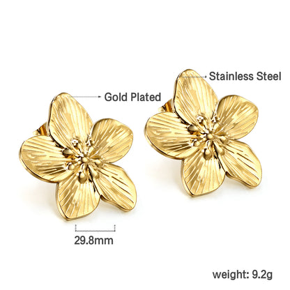 Wholesale Stainless Steel Peach Blossom Earrings Elegant Design