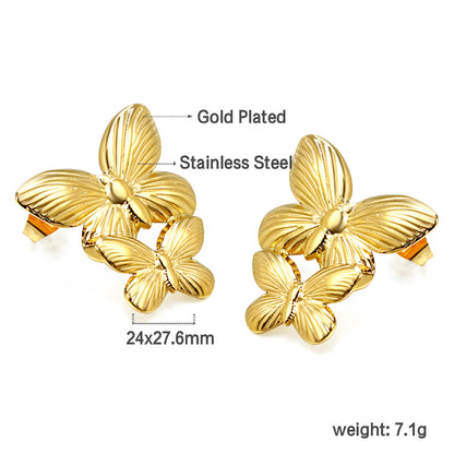 Wholesale Stainless Steel Size Butterfly Earrings