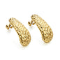 Wholesale 18K Gold J-Shaped Pitted Stud Modern Earrings