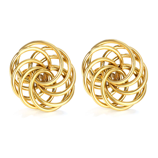 Bulk 18K Gold Plated Botanical Circular Wreath Stud Earrings