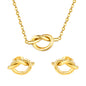 Stainless Steel Gold Knotted Set & Cross Chain + Round Tag Jewelry Supplier