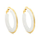 Wholesale 18K Gold - rimmed White Resin Hoop Earrings Bulk