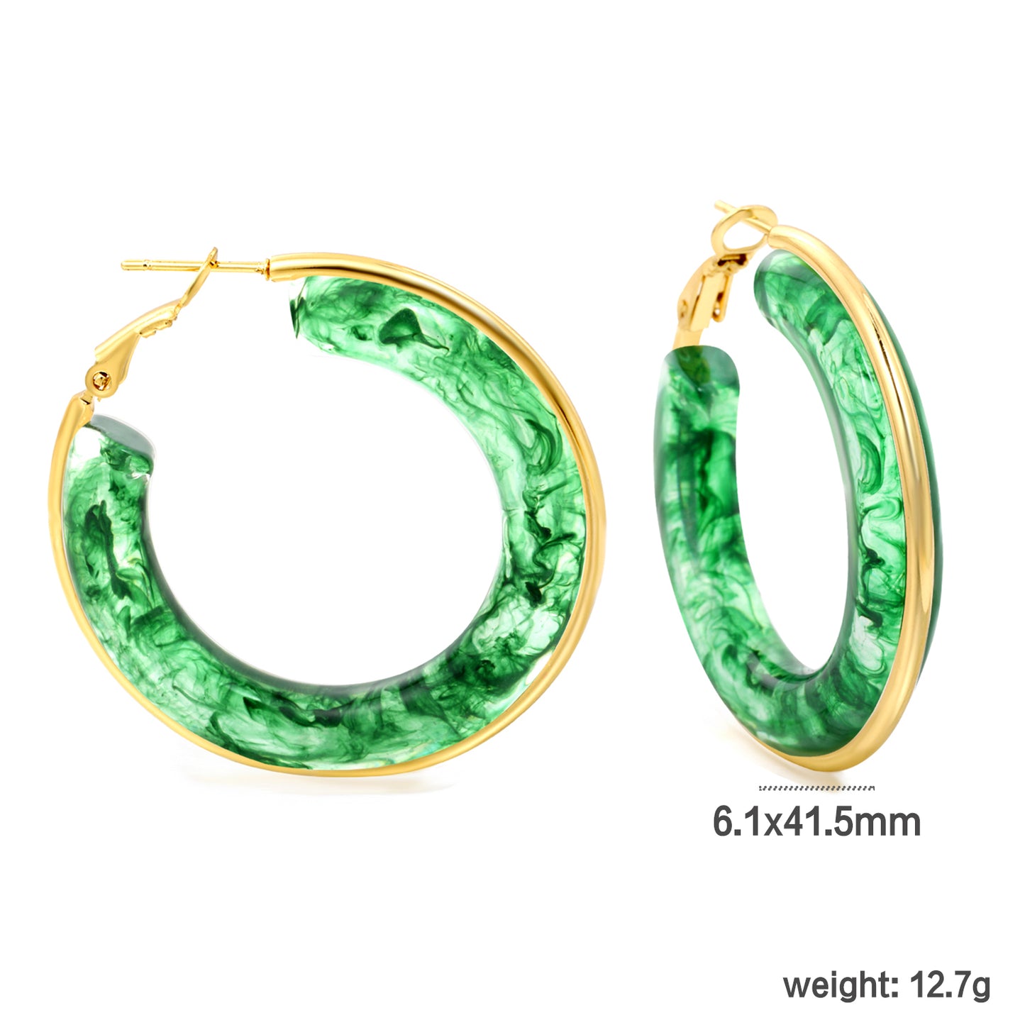 Wholesale 18K Gold - rimmed White Resin Hoop Earrings Bulk