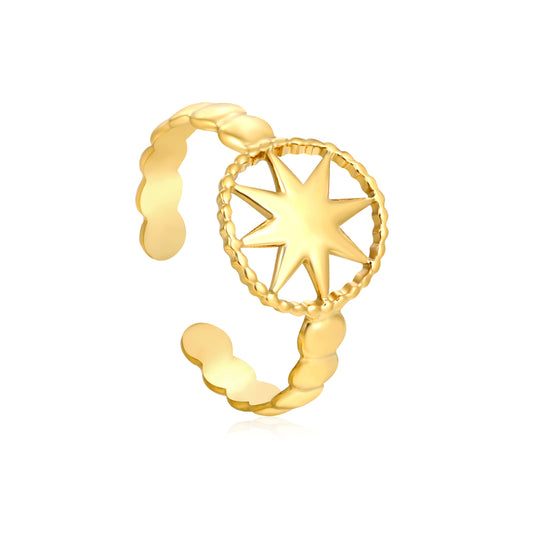 Wholesale Starry Sky Circular Wave 18K Gold Stainless Steel Ring