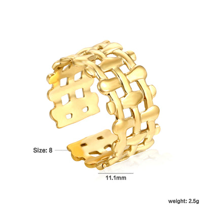 Wholesale Chain Link Industrial Style 18K Gold Stainless Steel Ring