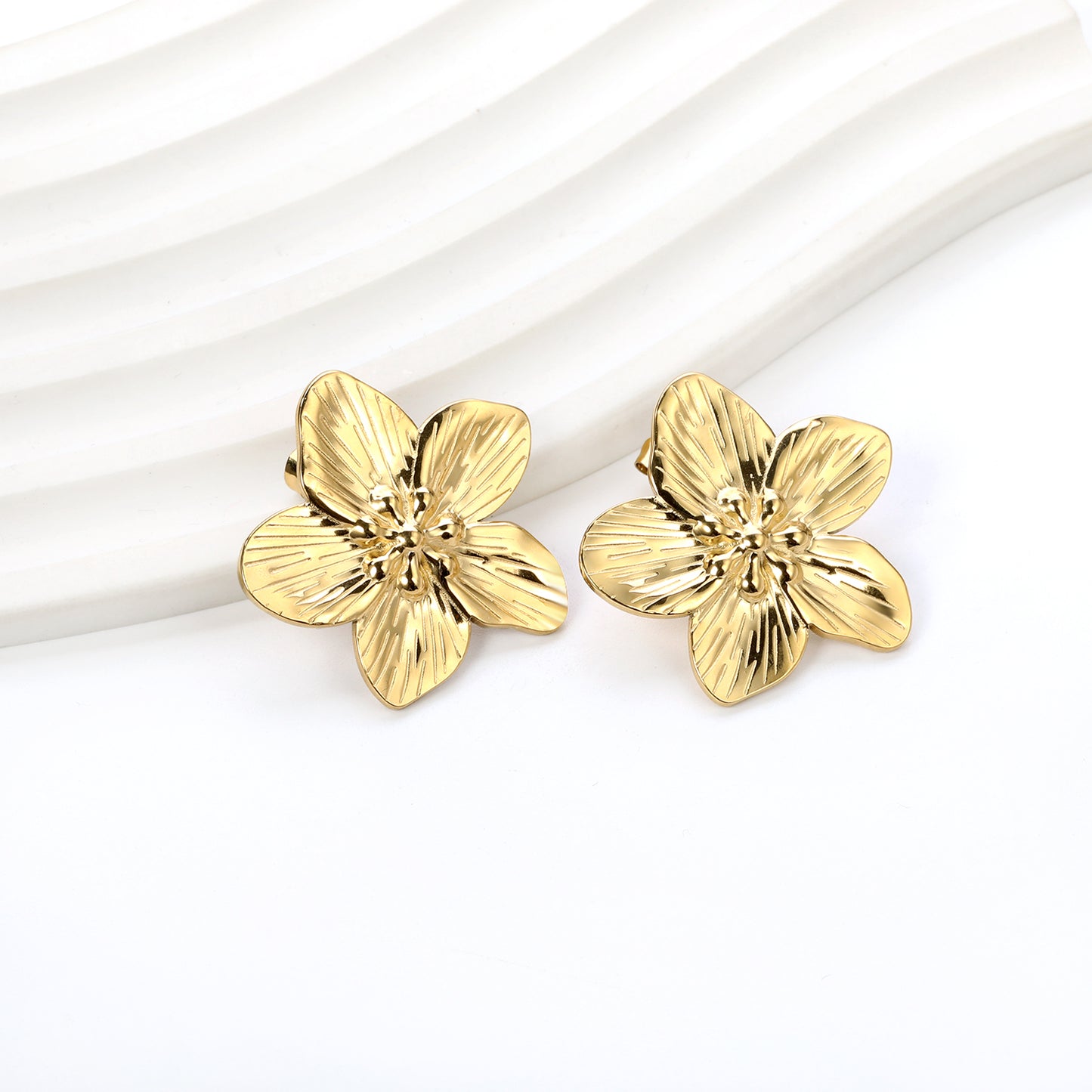 Wholesale Stainless Steel Peach Blossom Earrings Elegant Design