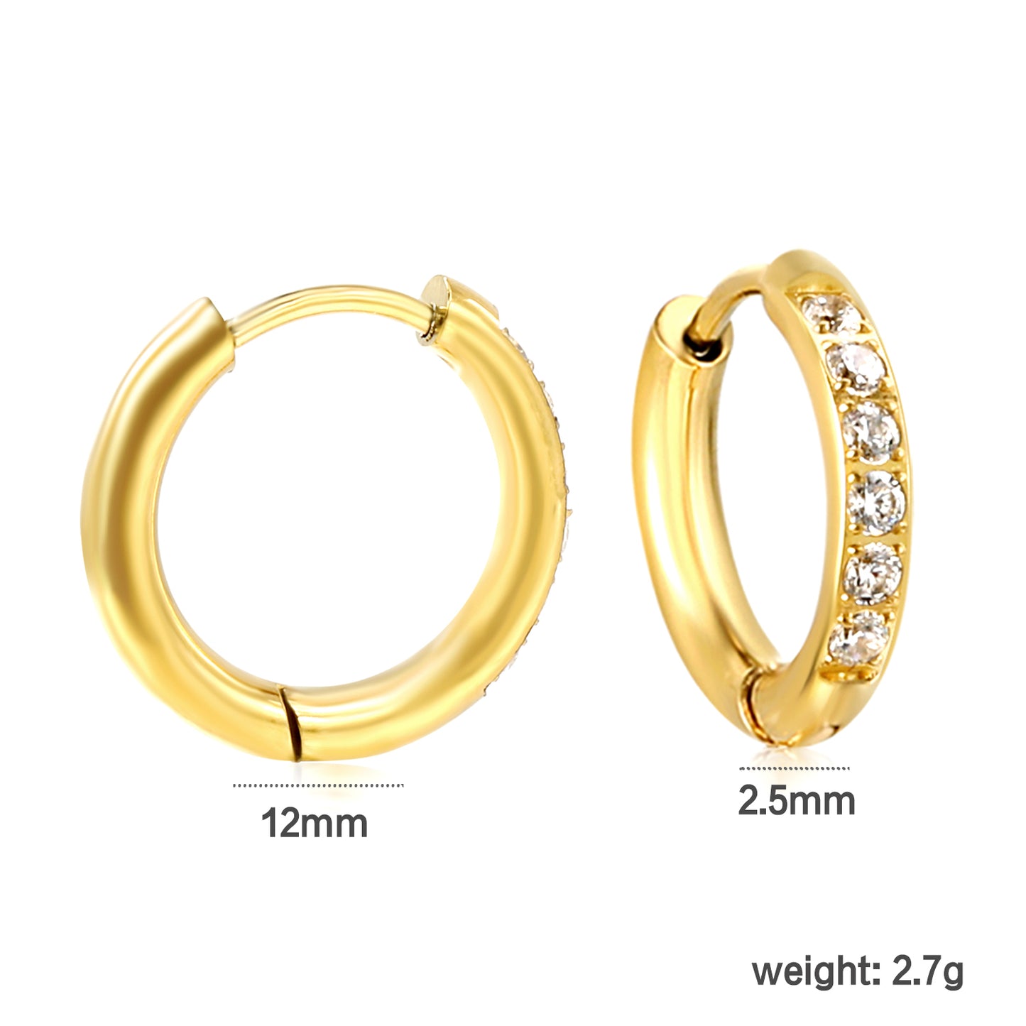 Wholesale 18K Gold Multi - Stone Hoop Earrings Bulk