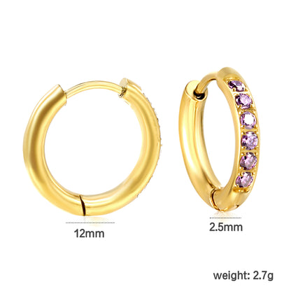 Wholesale 18K Gold Multi - Stone Hoop Earrings Bulk