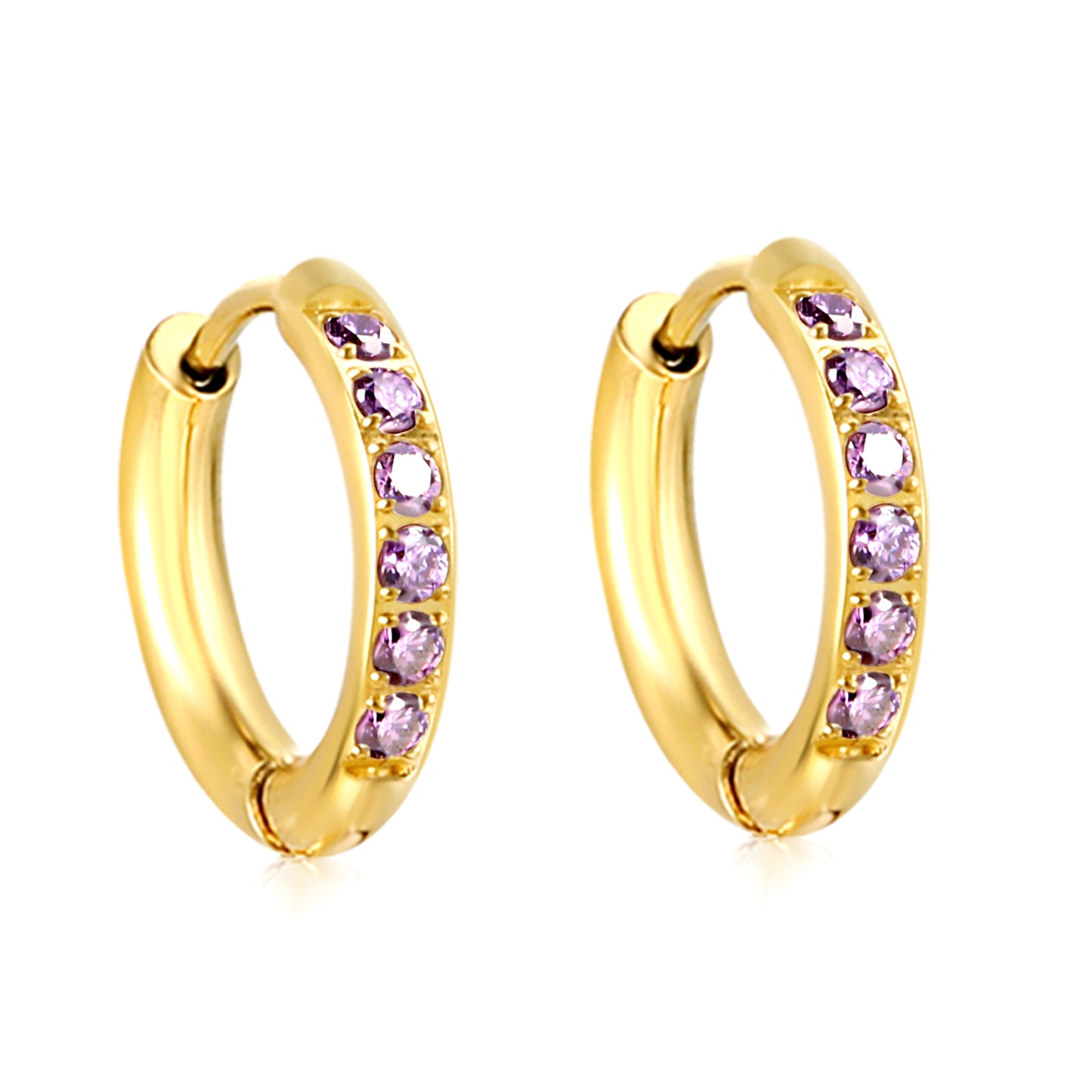 Wholesale 18K Gold Multi - Stone Hoop Earrings Bulk