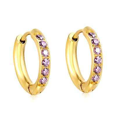 Wholesale 18K Gold Multi - Stone Hoop Earrings Bulk