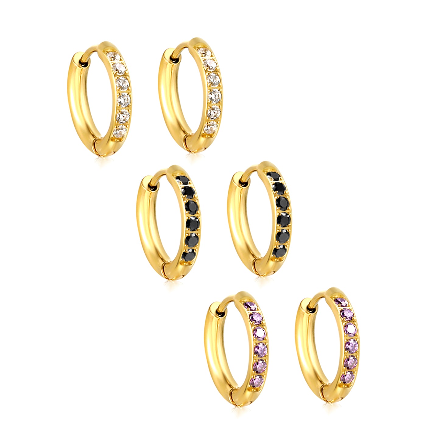 Wholesale 18K Gold Multi - Stone Hoop Earrings Bulk