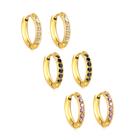 Wholesale 18K Gold Multi - Stone Hoop Earrings Bulk