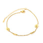 Bulk 18K Gold Plated Botanical Flower & Bead Anklet