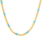 Wholesale stainless steel front and back blue oil drip necklace