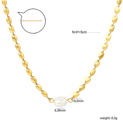 Bulk Gold Tone Pearl Chain Necklace Classic Elegance