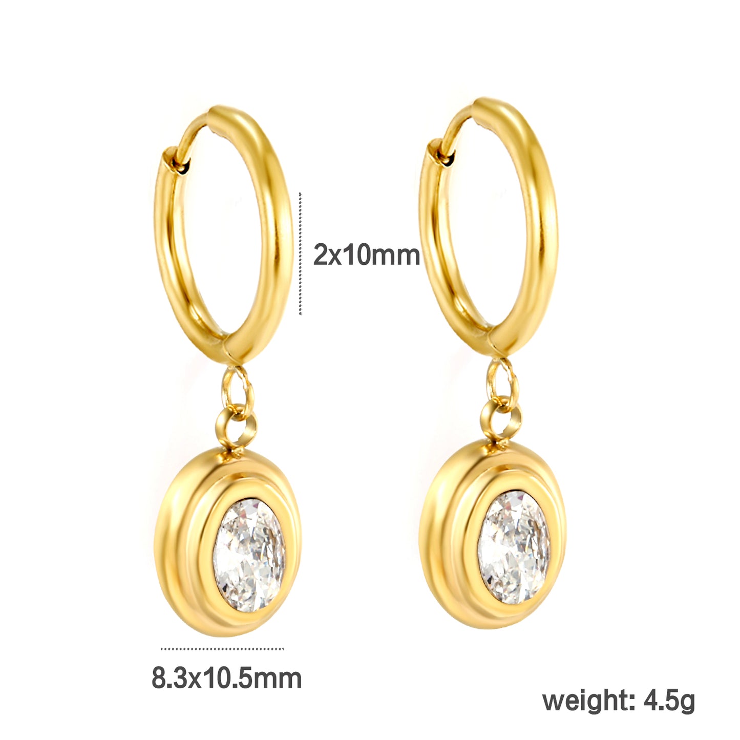 Wholesale Elegant Multicolored Gemstone Embellished Gold Hoop Earrings