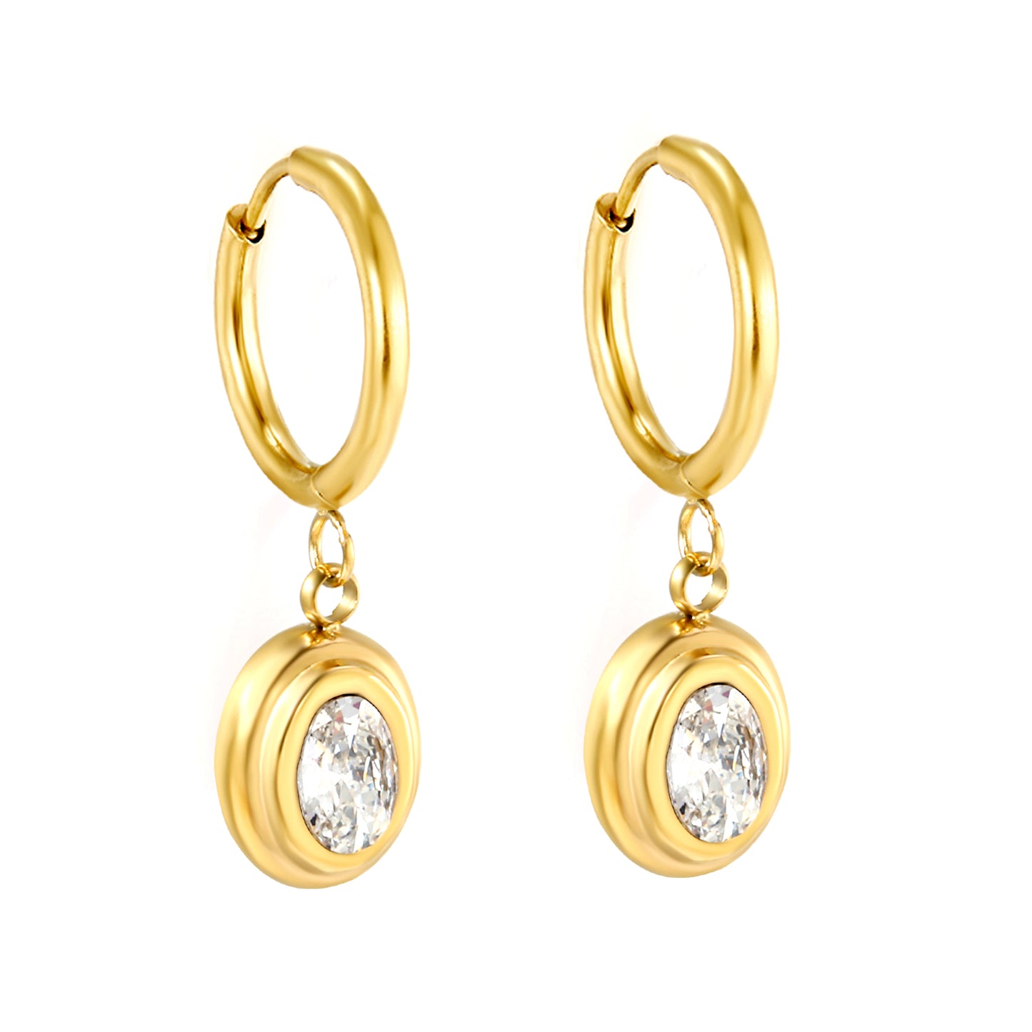 Wholesale Elegant Multicolored Gemstone Embellished Gold Hoop Earrings