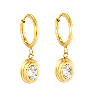 Wholesale Elegant Multicolored Gemstone Embellished Gold Hoop Earrings