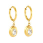 Wholesale Elegant Multicolored Gemstone Embellished Gold Hoop Earrings