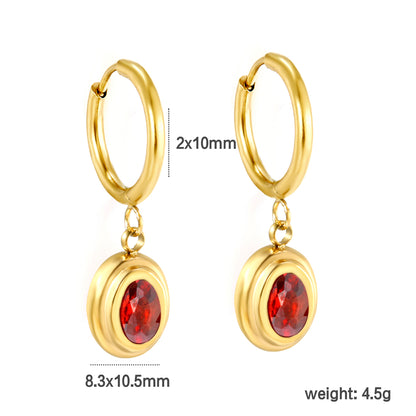 Wholesale Elegant Multicolored Gemstone Embellished Gold Hoop Earrings