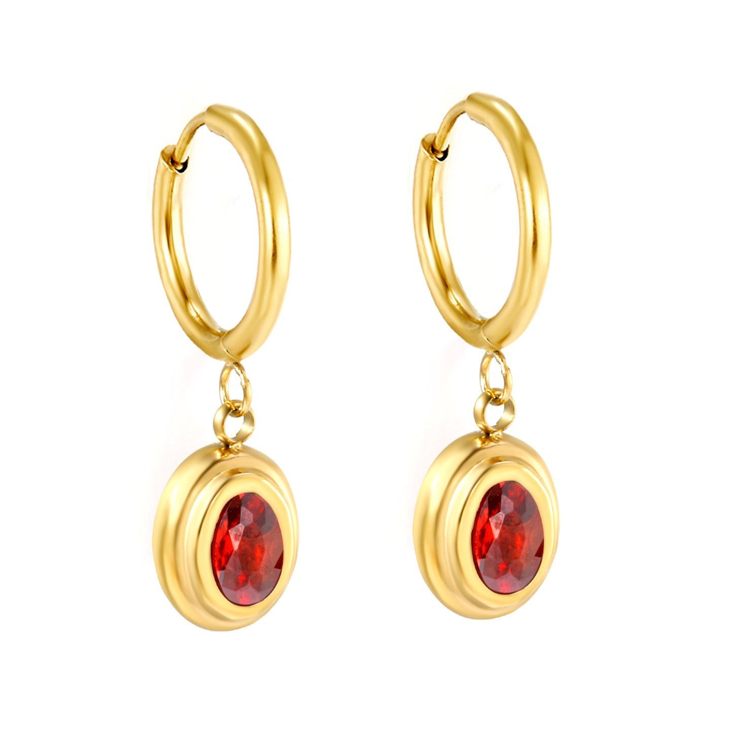 Wholesale Elegant Multicolored Gemstone Embellished Gold Hoop Earrings