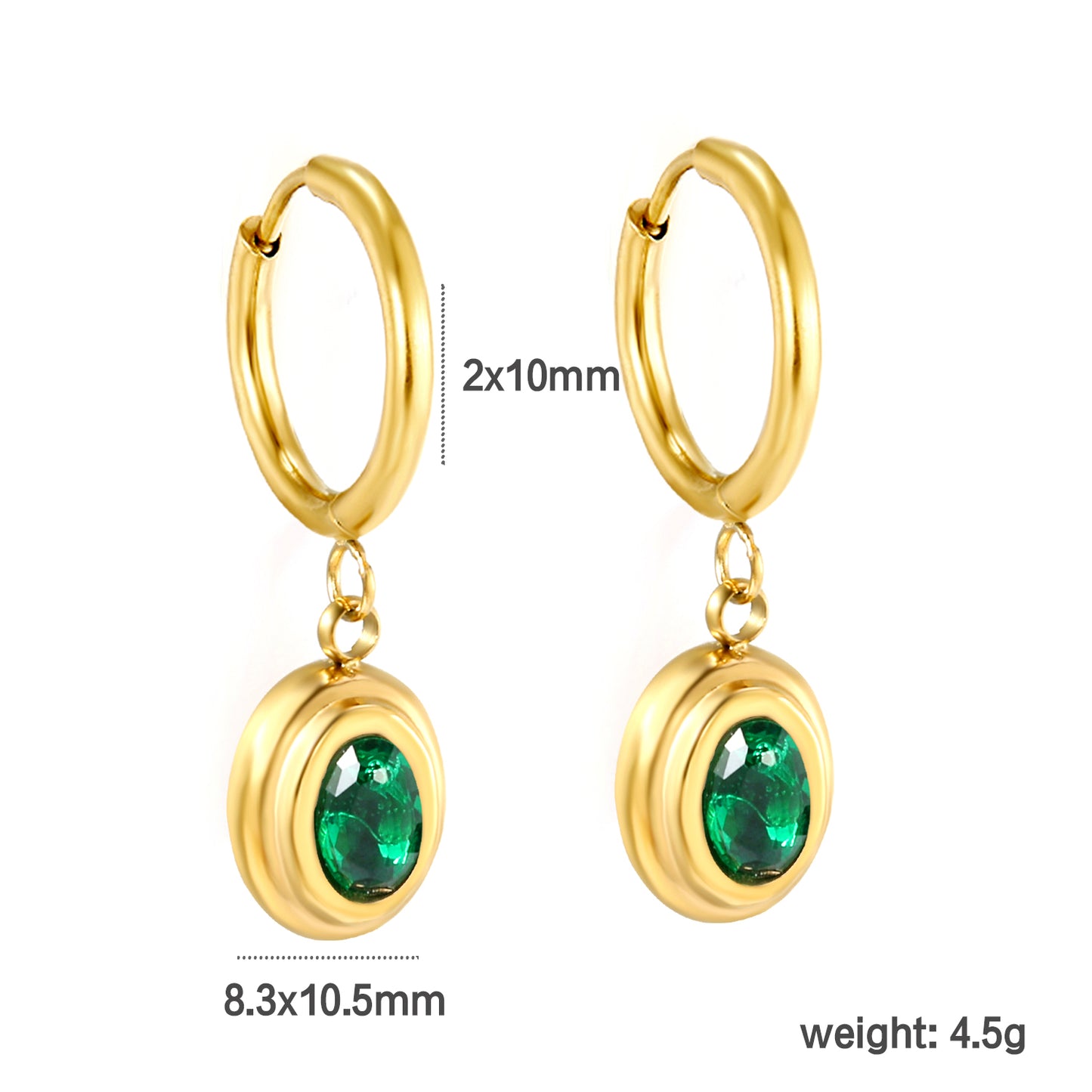 Wholesale Elegant Multicolored Gemstone Embellished Gold Hoop Earrings