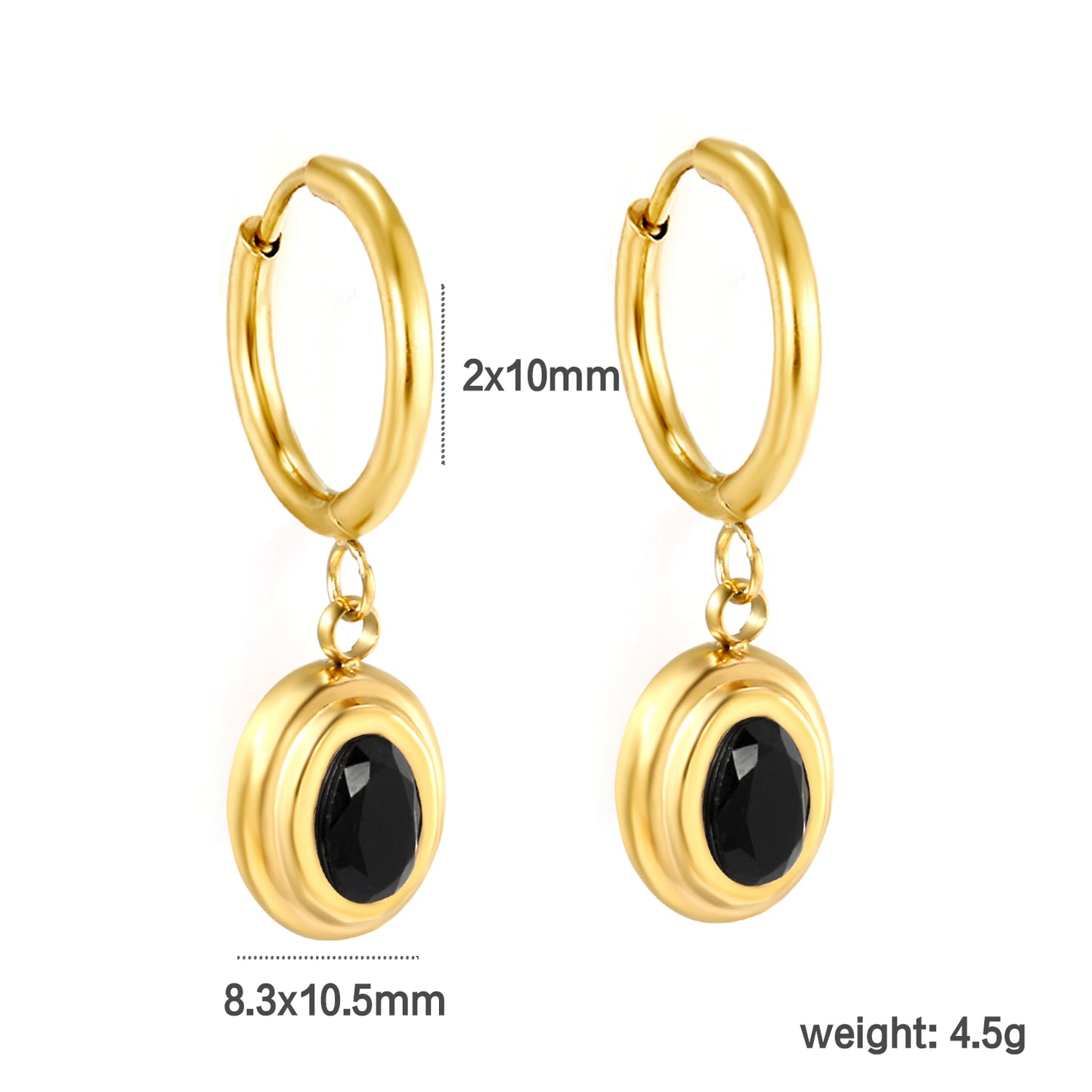 Wholesale Elegant Multicolored Gemstone Embellished Gold Hoop Earrings