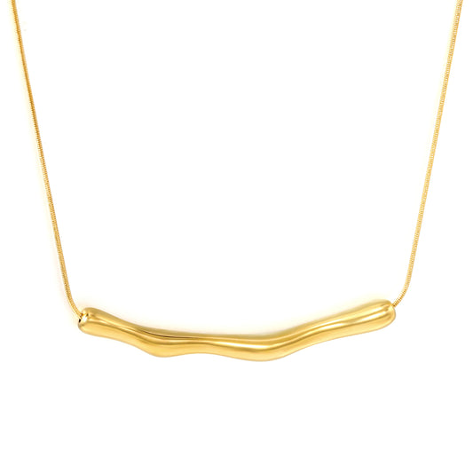 Wholesale Stainless Steel Wave Long Strip Pendant Necklace