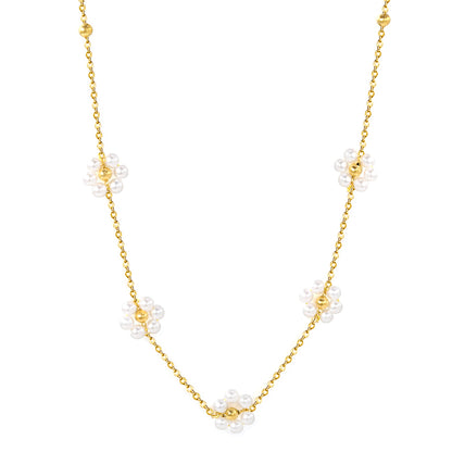 Wholesale Gold Tone White Flower Multilayer Necklace Pure Elegance