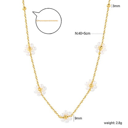 Wholesale Gold Tone White Flower Multilayer Necklace Pure Elegance