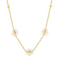 Wholesale Stainless Steel Beads 3 Flowers with White Pearls Pendant Necklace