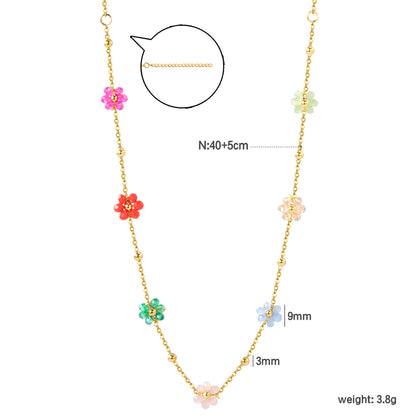 Bulk Gold Tone Multicolor Flower Necklace Cheerful Vibe