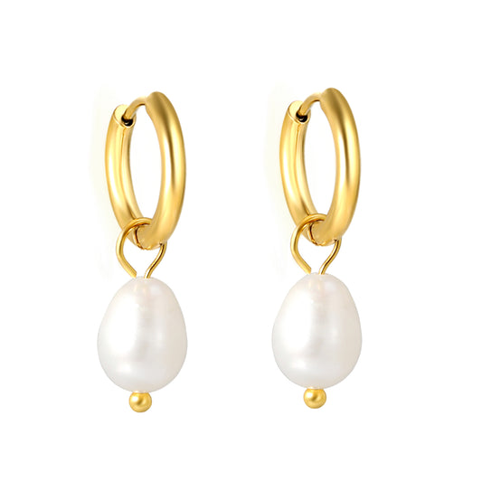 Wholesale Elegant Gold Hoop Earrings with Pearl Accent