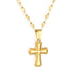 Stainless Steel Gold Cross Pendant Lip Chain + Round-Shaped Tag Necklace Jewelry Supplier