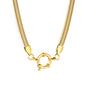 Stainless Steel Gold-Plated Flat Snake Chain + Round Clasp Necklace Jewelry Supplier