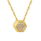 Wholesale 18K Gold Plated Hexagon Diamond Pendant Necklace Full Setting Minimalist Luxury