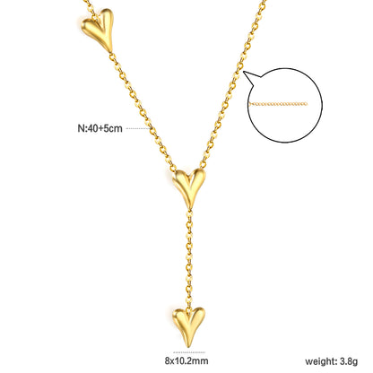 Stainless steel 3 golden hearts + round tail tag necklace jewelry supplier