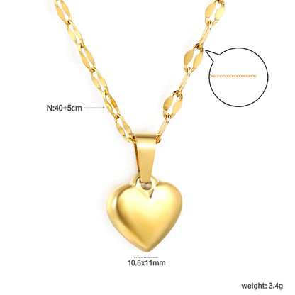 Stainless Steel 3D Heart Pendant Lip Chain Necklace Jewelry Supplier