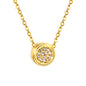 Wholesale 18K Gold Plated Circle Diamond Pendant Necklace Concentric Texture Minimalist Luxury