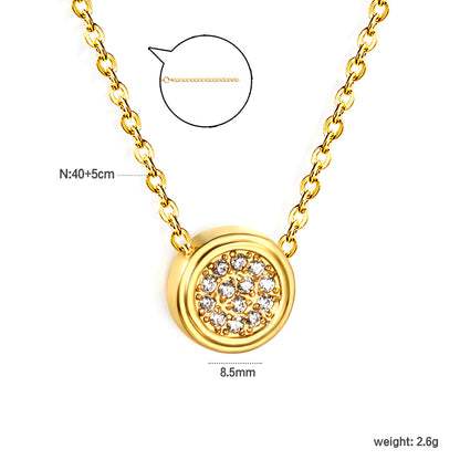 Wholesale 18K Gold Plated Circle Diamond Pendant Necklace Concentric Texture Minimalist Luxury