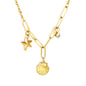 Stainless Steel Gold Shell + Starfish + Cylinder White Diamond Necklace Jewelry Supplier