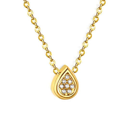 Wholesale 18K Gold Plated Teardrop Diamond Pendant Necklace Full Setting Natural Theme